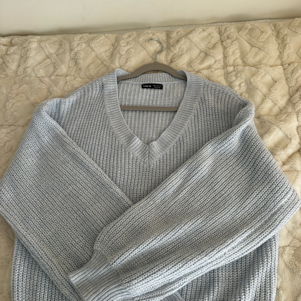 Gray V-Neck Sweater